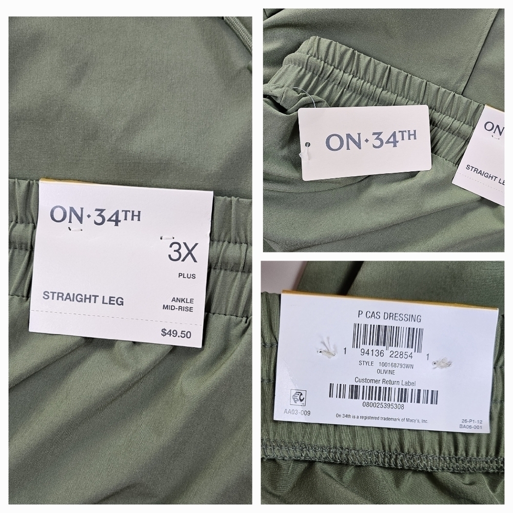 On 34th Plus Size Drawstring Commuter Pants in Olivine - Picture 11 of 12